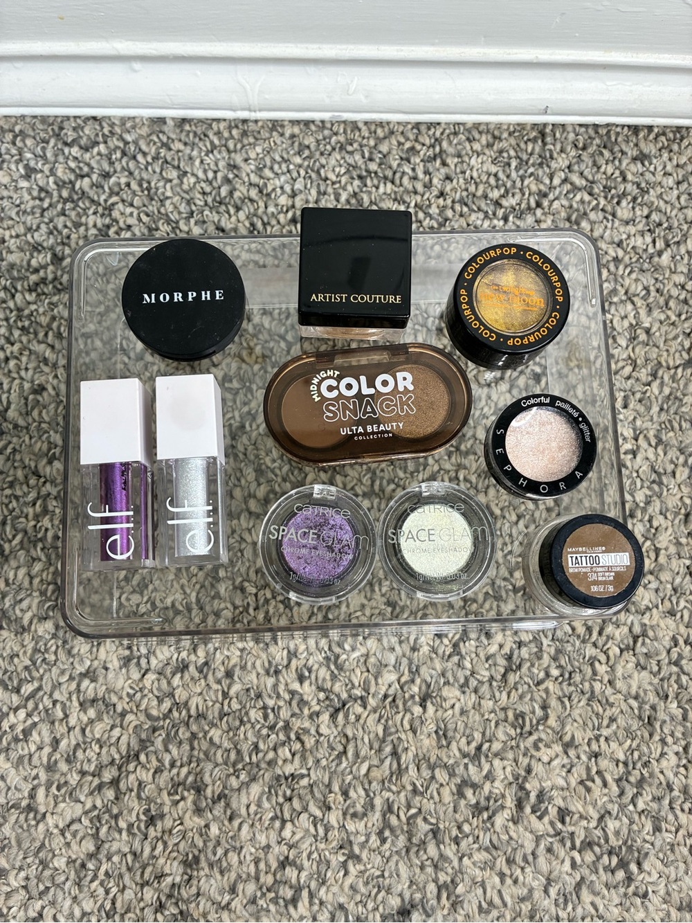 Eyeshadow singles Catrice ELF & Colourpop & Sephora brow bundle